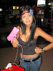 Karla Spice has a fun day at the amusement park