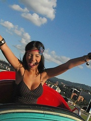 Karla Spice has a fun day at the amusement park
