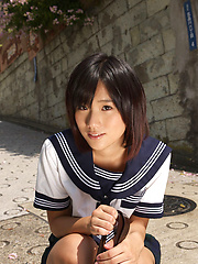 Yuzuki Hashimoto Asian in sailor gal uniform is playful outdoor