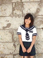 Yuzuki Hashimoto Asian in sailor gal uniform is playful outdoor