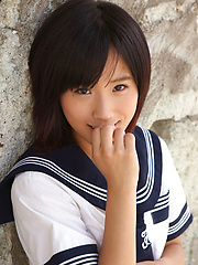 Yuzuki Hashimoto Asian in sailor gal uniform is playful outdoor
