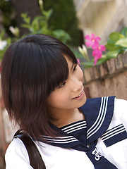 Yuzuki Hashimoto Asian in sailor gal uniform is playful outdoor