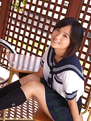 Yuzuki Hashimoto Asian in sailor gal uniform is playful outdoor