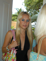 Hot chick with tan lines getting atrain by two chicks